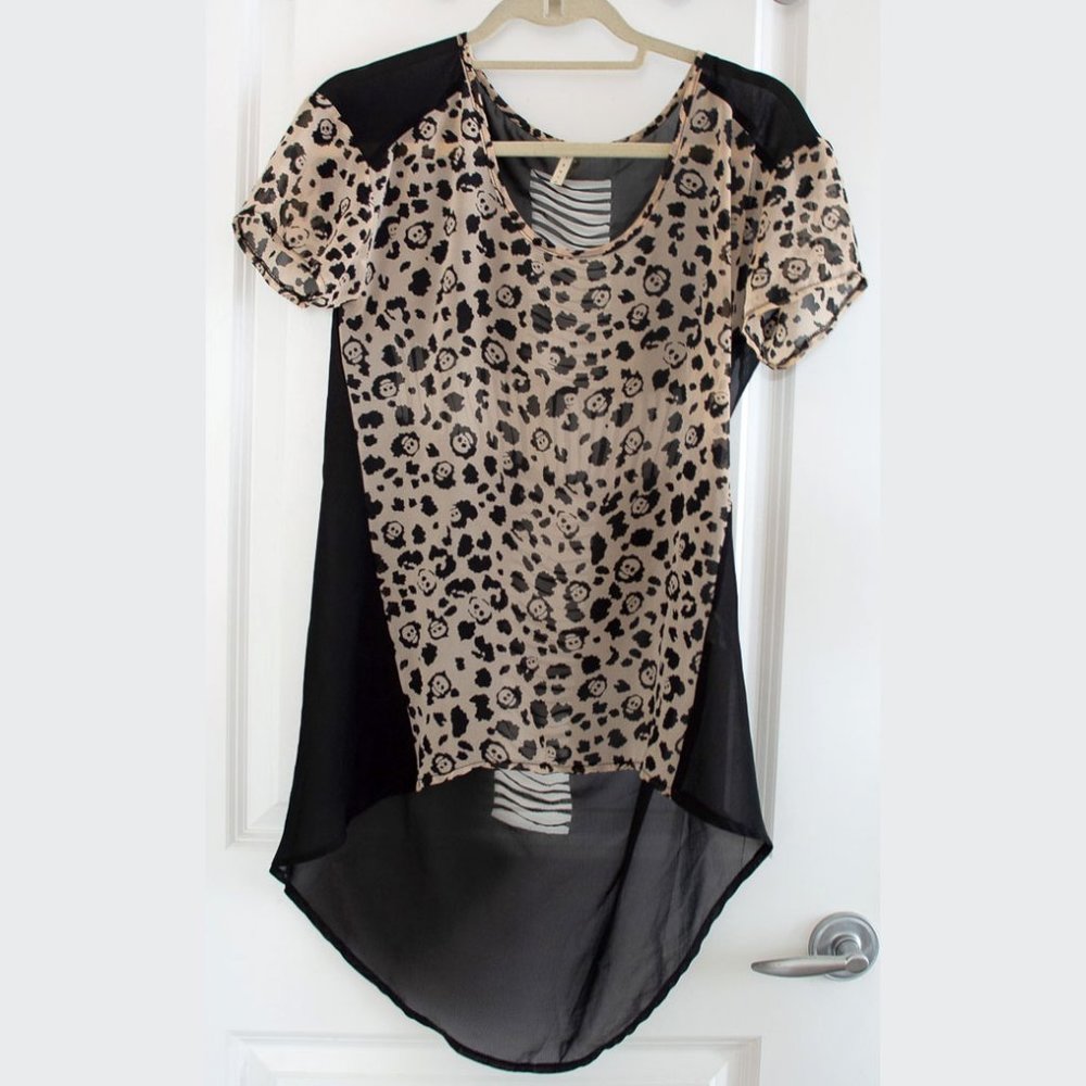 Asymmetrical goth leopard skull y2k shirt